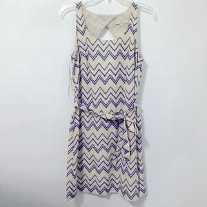 Loft Chevron Eyelet Belted Dress Size 10